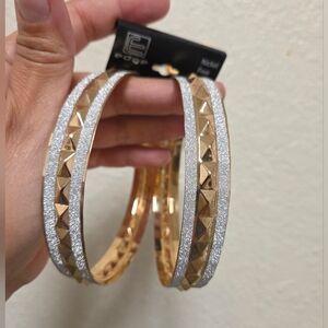 Elegant Gold and Silver Largr Hoop Earrings